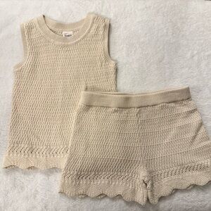 OshKosh B’gosh Cream Knit Sleeveless Top & Shorts Set